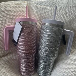 limited edition rhinestone hydrapeak tumbler silver & pink